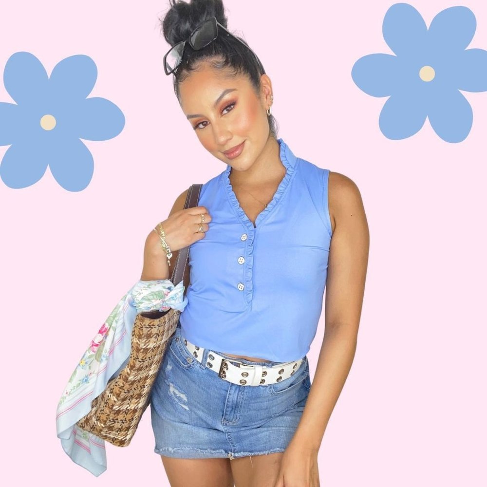 Y2K cinderella periwinkle blue cropped tank in perfect condition